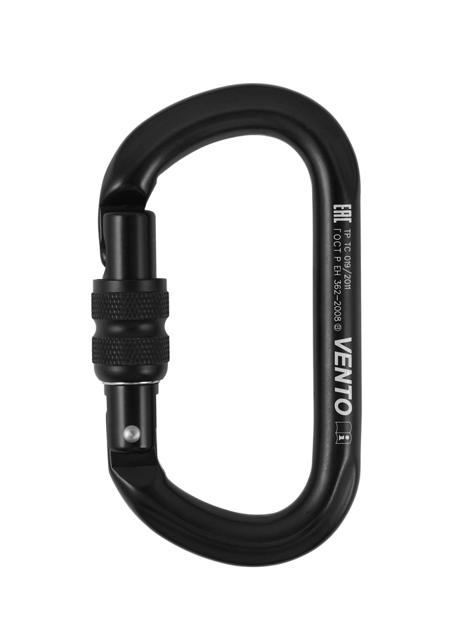 фото карабин vento™ овал с муфтой keylock, vpro 0042 black/vnt1042