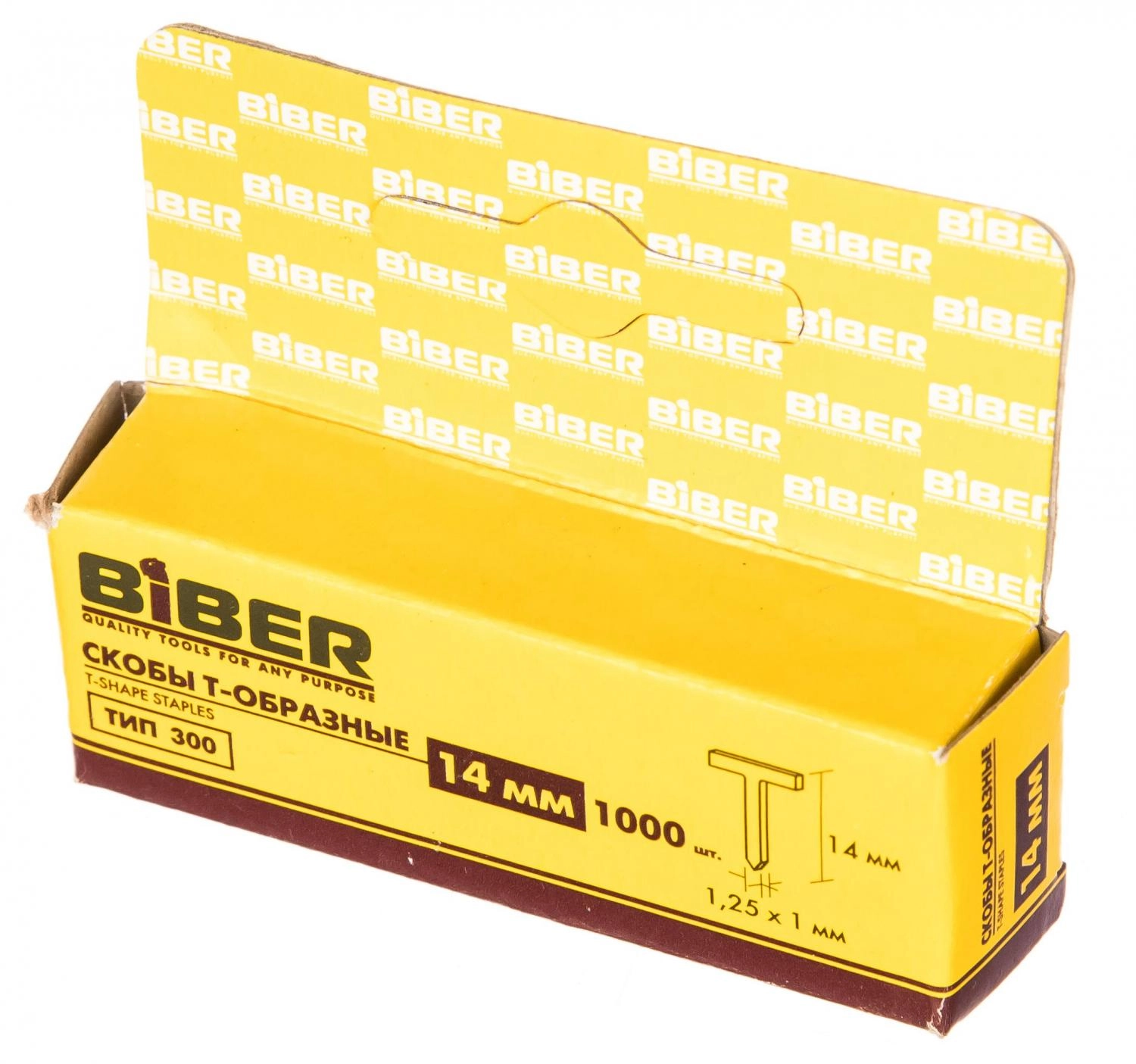 фото гвозди для степлера biber 85831 1 х 1.25 х 14 мм 1000 шт.