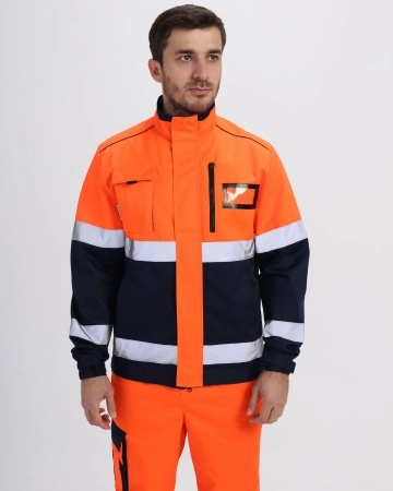 фото костюм сигнальный profline specialist-1 (тк.смесовая,240) брюки, оранжевый/т.синий