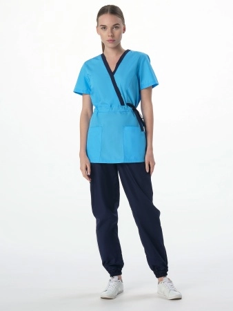 фото костюм женский симпл-001 (тк.смесовая,120) medline, т.синий/голубой