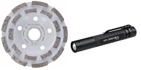 Набор BOSCH Чашка шлифовальная Ф125х22мм по бетону (EXPERT FOR CONCRETE 2608601762) +Фонарь 1619M00Z84