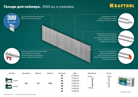 фото гвозди для степлера kraftool 31785-40 1.25x40 мм 5000 шт.