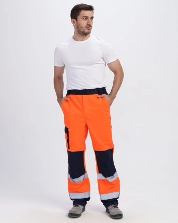 фото костюм сигнальный profline specialist-1 (тк.смесовая,240) брюки, оранжевый/т.синий